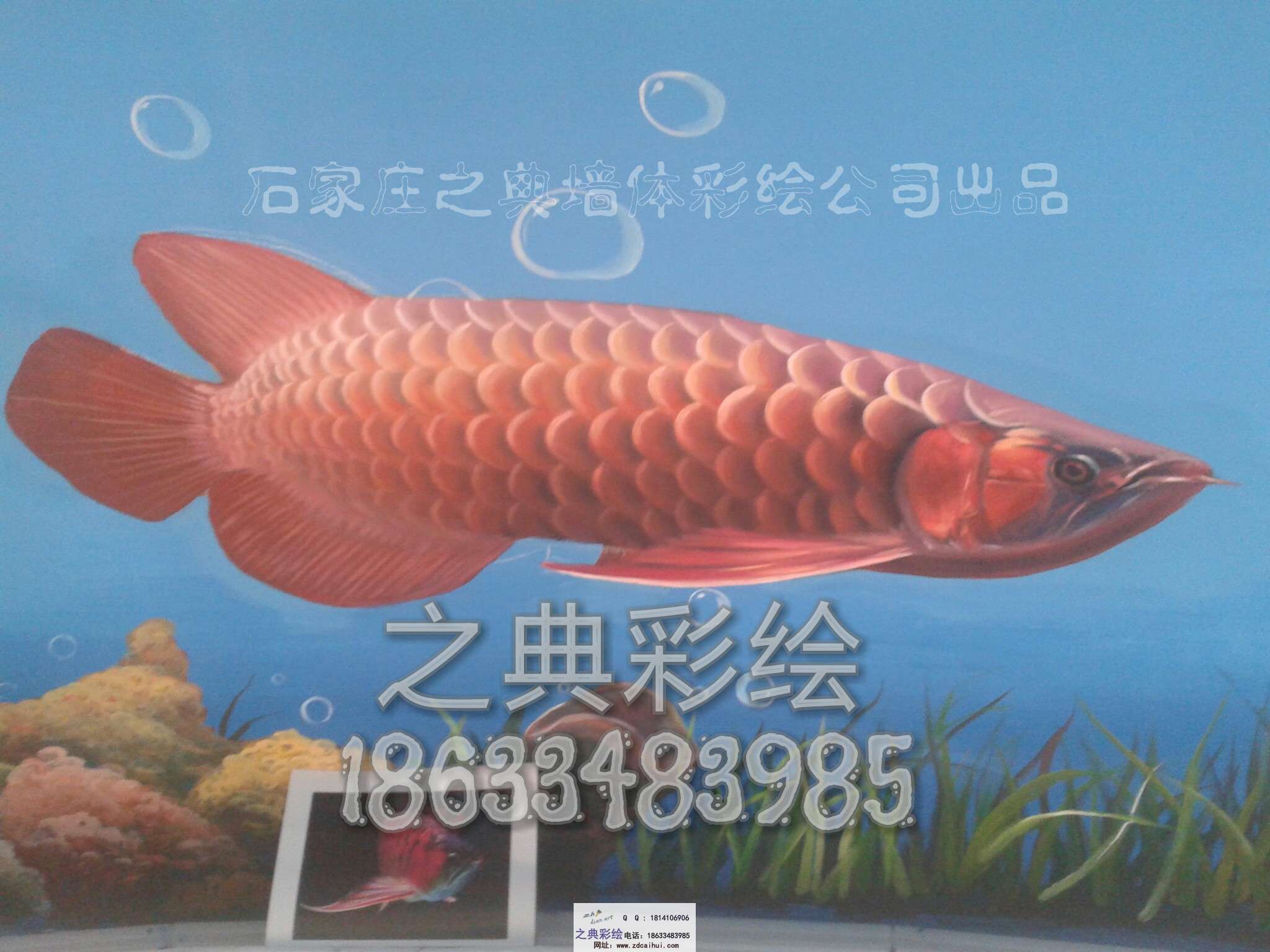 墙体彩绘水族馆3d立体画 石家庄之典墙绘设计|石家庄墙体彩绘|3d