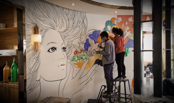 石家庄之典墙体彩绘|墙绘|手绘墙|壁画